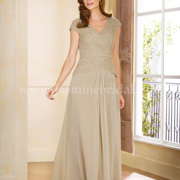 Jade by Jasmine Silver J175069 Mother Bride Dress Lace Designer Size US 14 NWT - Picture 7 of 8